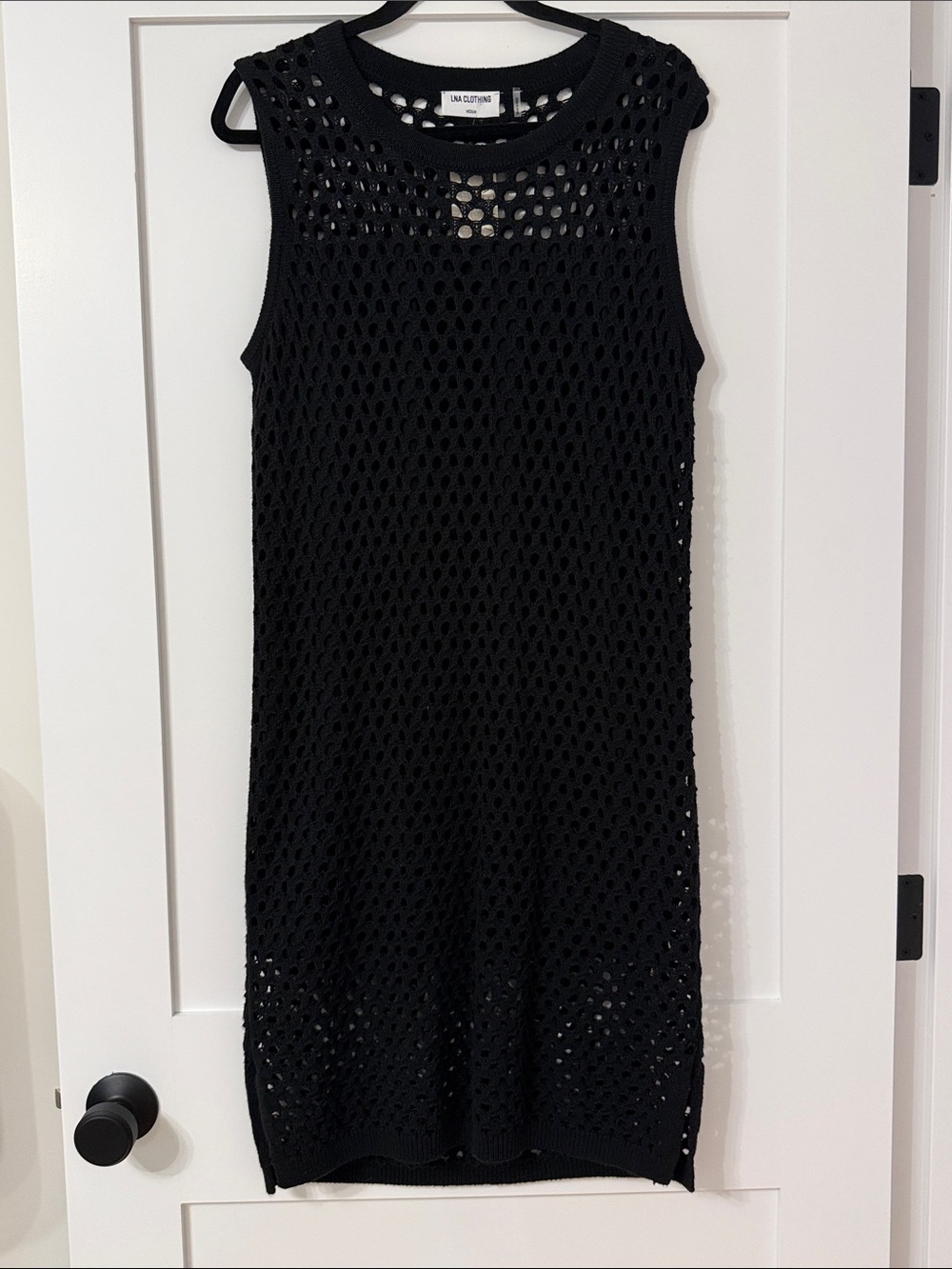 NWT- Black Sleeveless Open-Weave Midi Dress